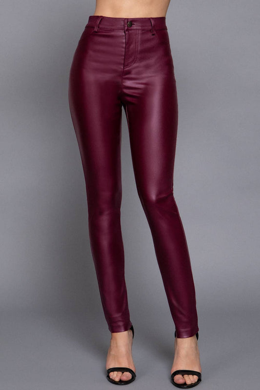 Hailey Faux Leather Coated Long Pants