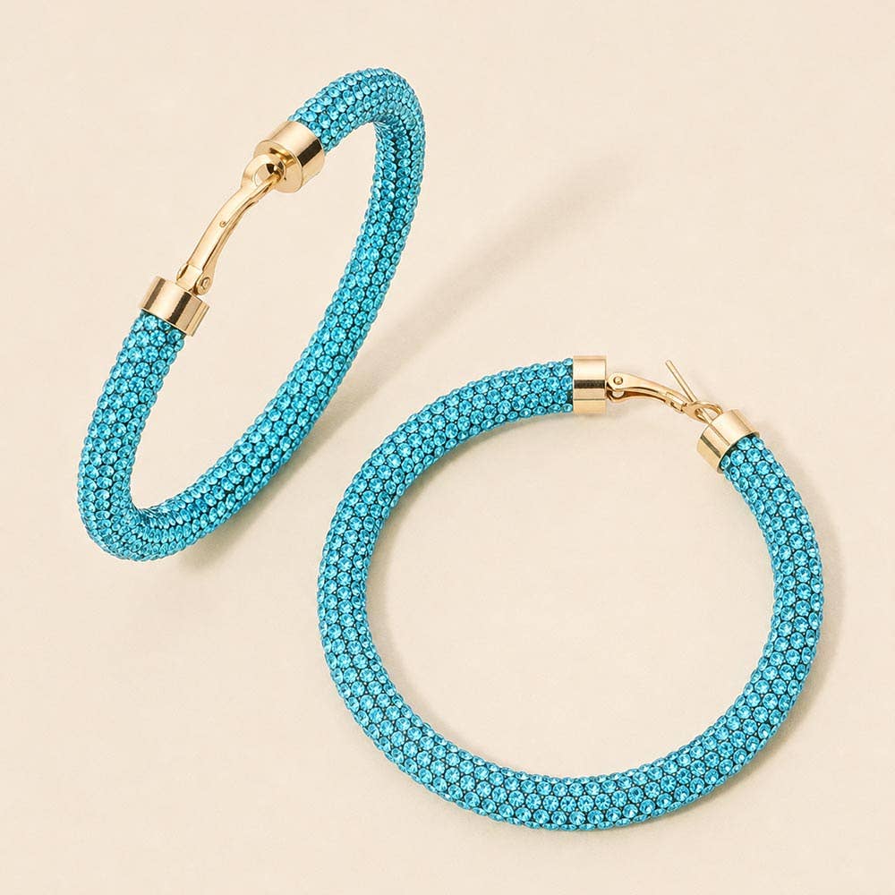 Two Tone Bling Studded Hoop Earrings