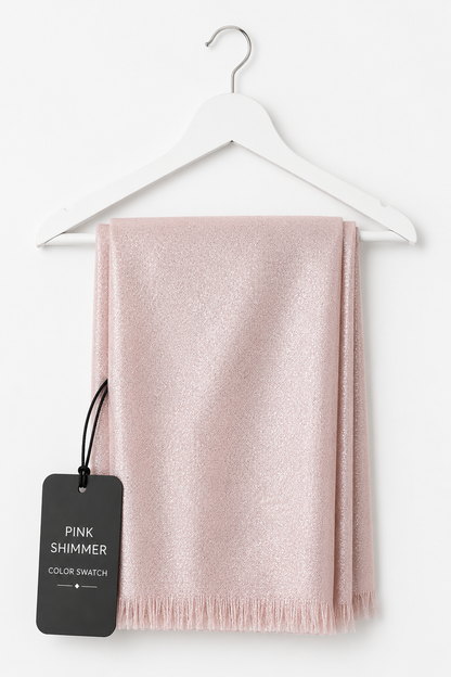 Metallic Shawl Wrap – Sparkle Fringe Oblong Evening