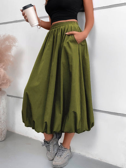 Street Style Balloon Midi Skirt