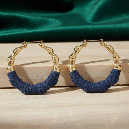 Denim & Gold Earrings