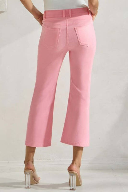 Classic Solid Straight Leg Crop Pants
