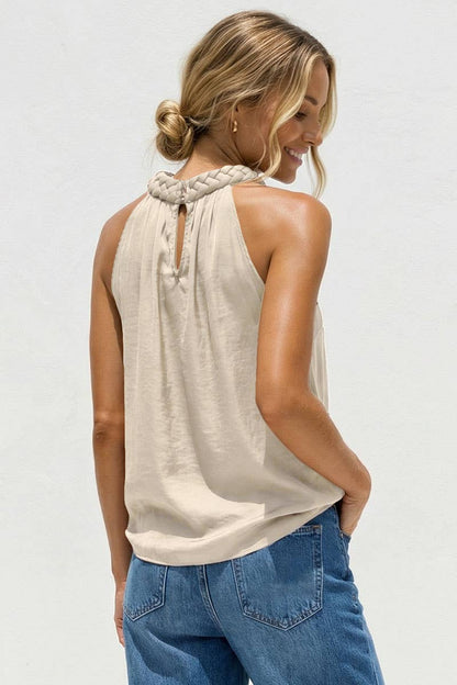 Sleeveless Braid Detail Top