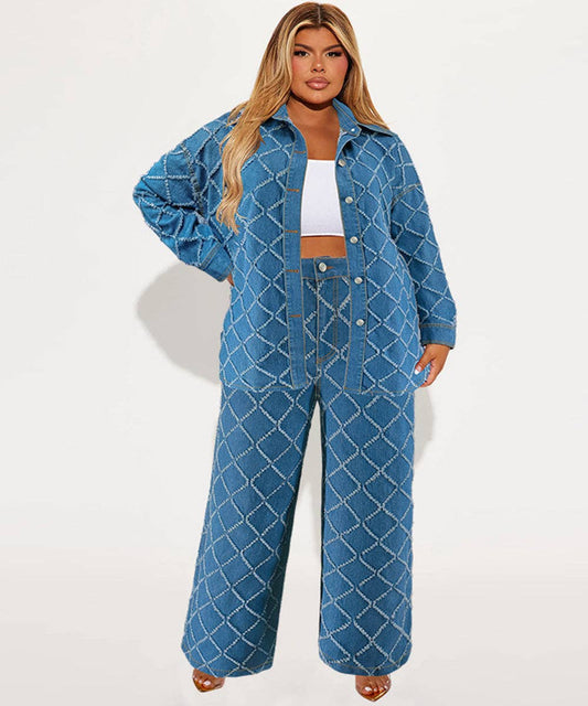 Vonn Long Sleeve Denim Cardigan with Frills