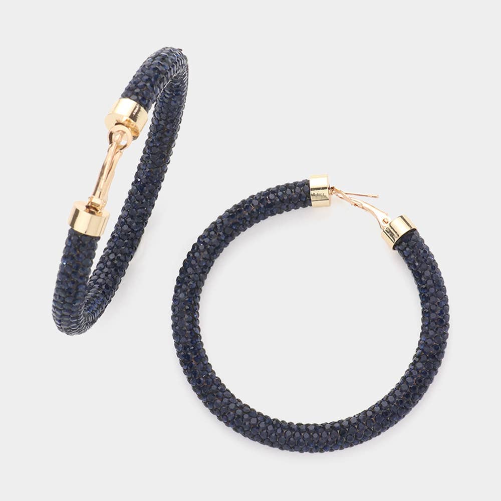 Two Tone Bling Studded Hoop Earrings