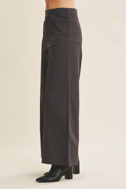 Jamesha Wide Leg Khaki Pants