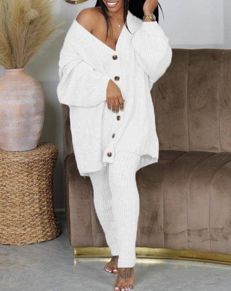 Tabitha Long-sleeved knitted sweater legging suits set 2pcs
