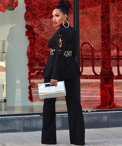 Captivating Women Two Piece Suit With Embroidered Tie