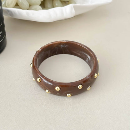 Punk Style Round Rivet Wide Bangle Bracelet
