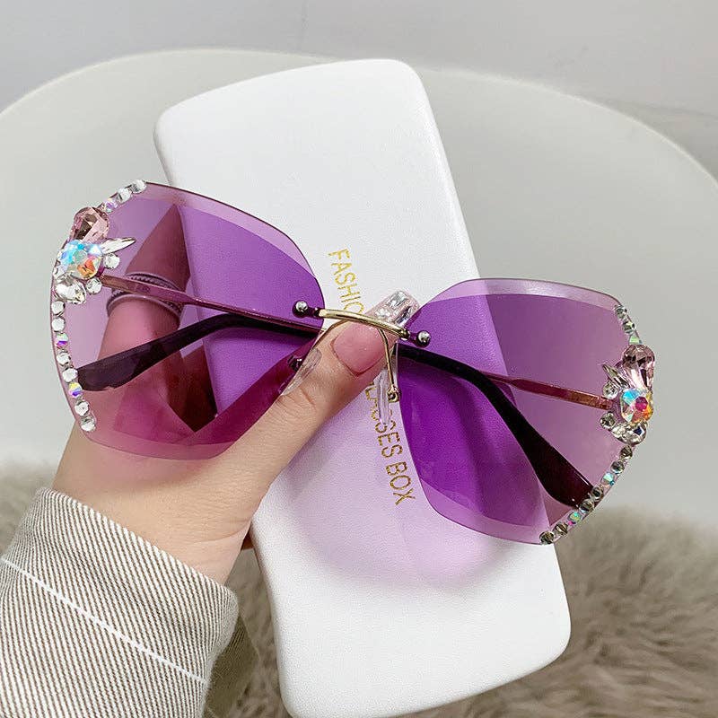 Trendy UV400 Polygon Sunglasses With Rhinestones