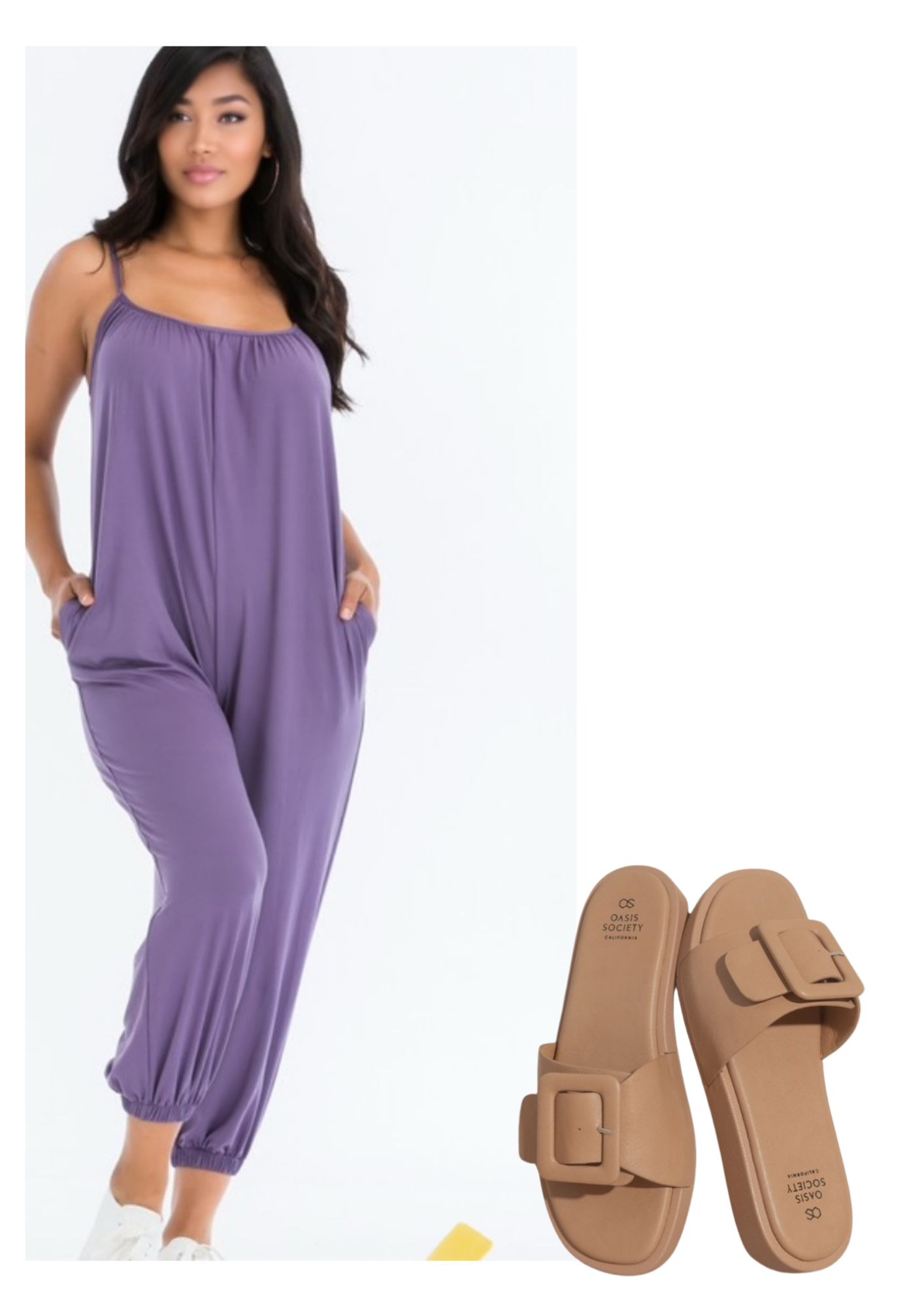 Yasmina Spaghetti strap solid jumpsuit