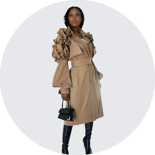 ALIYAH FLORAL SLEEVE TRENCH COAT