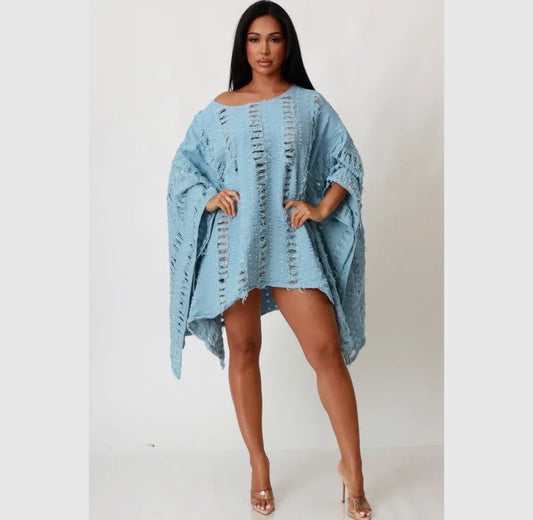 Destressed Denim Top