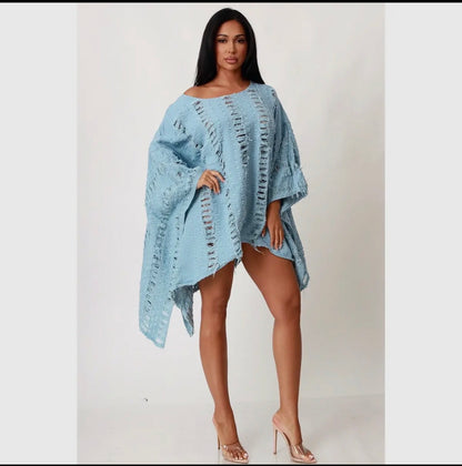 Destressed Denim Top