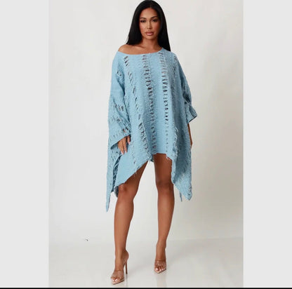 Destressed Denim Top