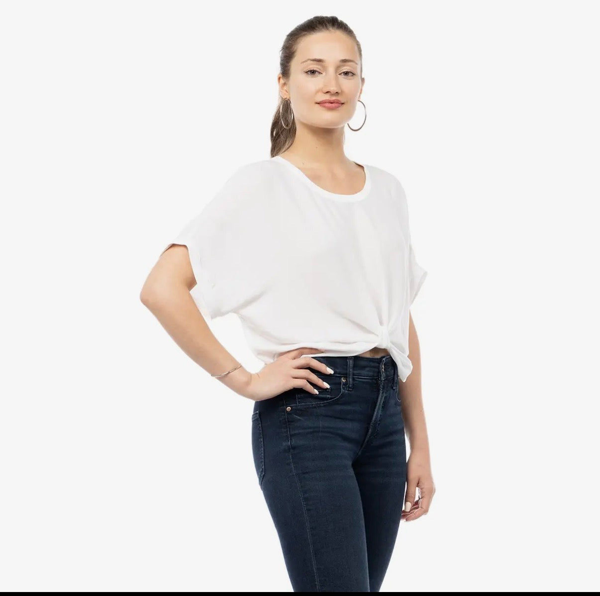 Satin T-shirt With Front Knot Detail