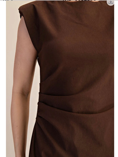 Round Neck  Midi Dress by Glam