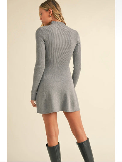 Mimi Mock Ribbed Mini Flare Dress