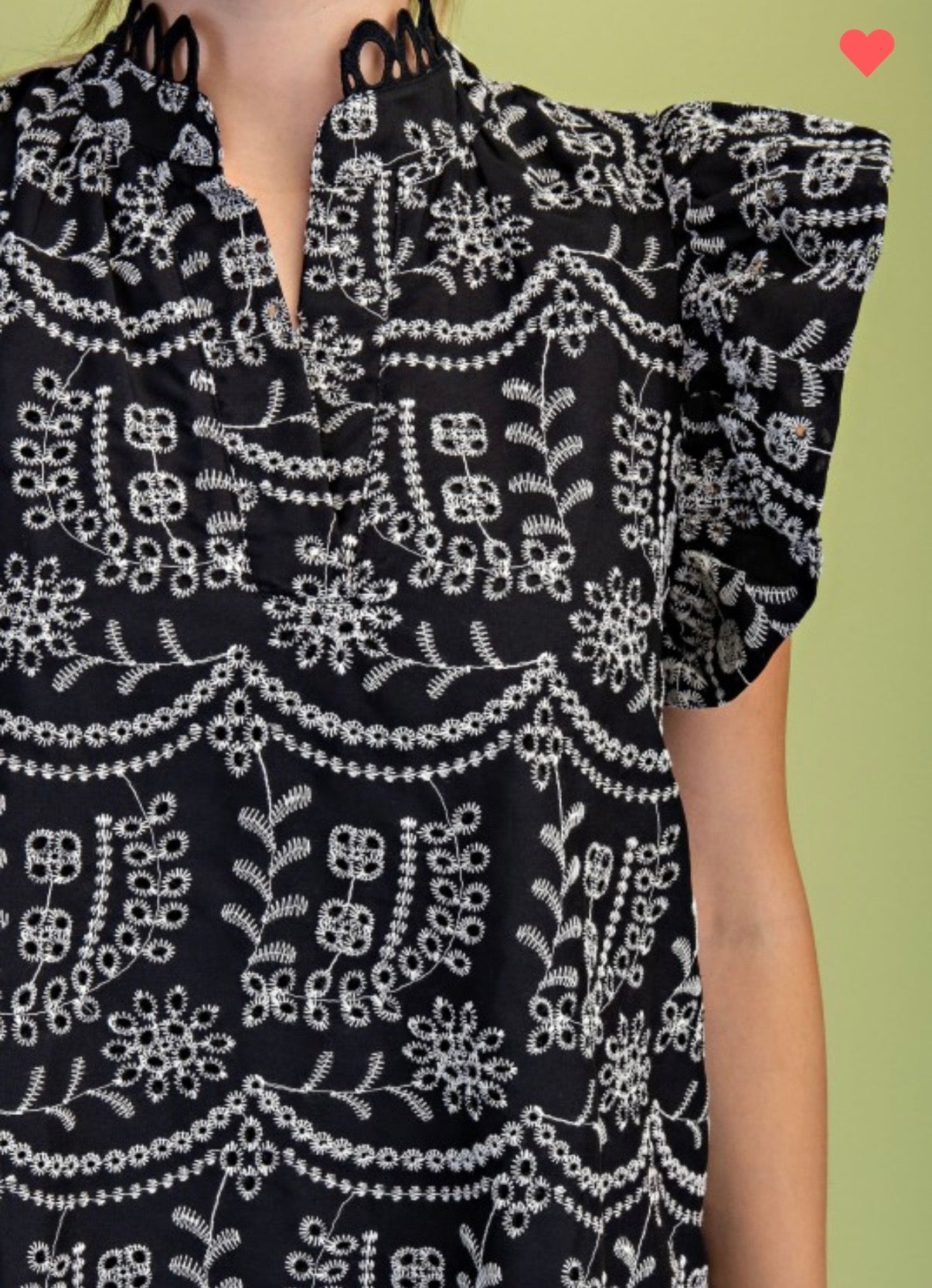 Eyelet V Neck Mini Dress