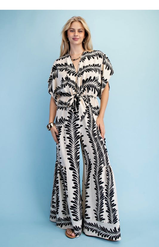 Voluminous Wide Leg Tied Back Jumpsuit