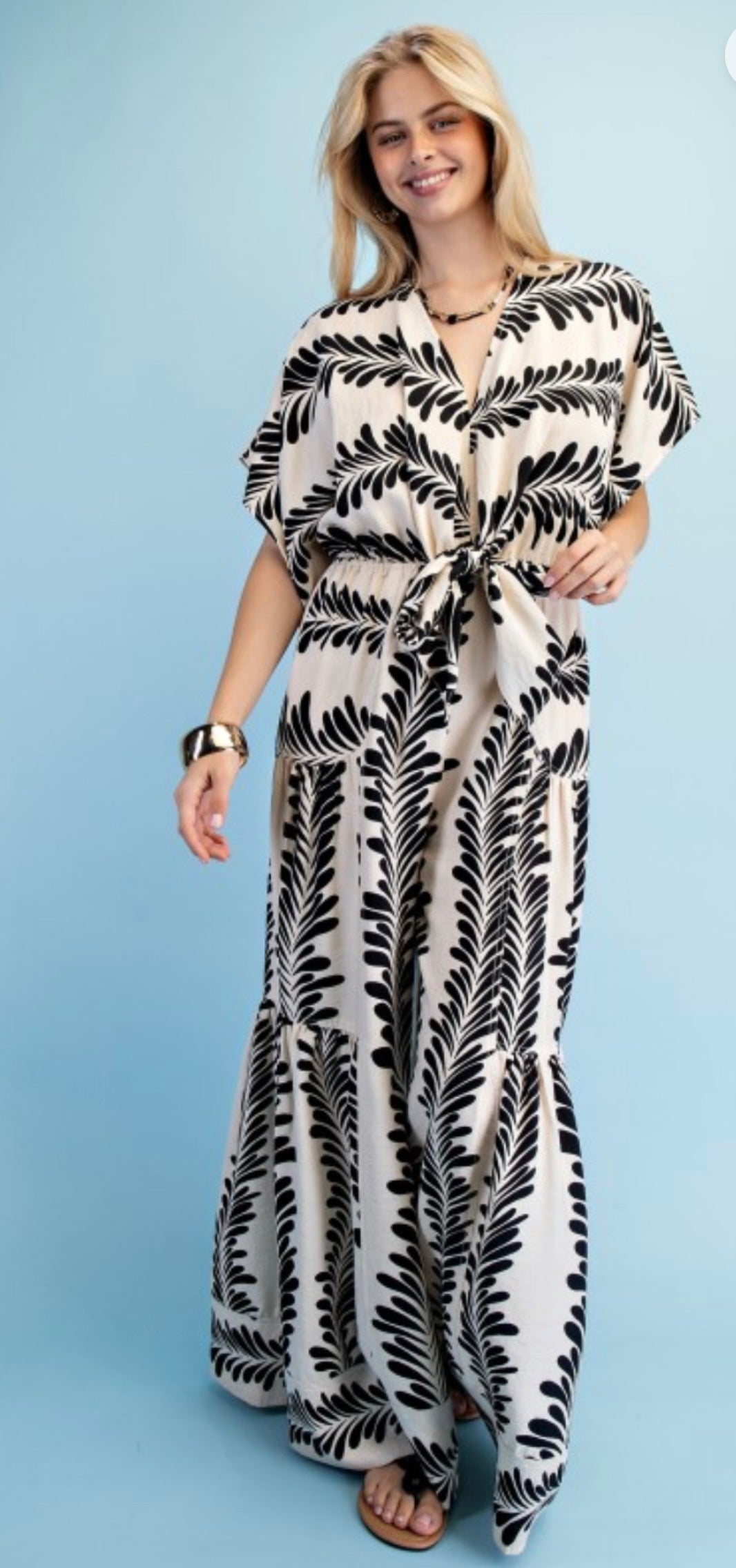 Voluminous Wide Leg Tied Back Jumpsuit