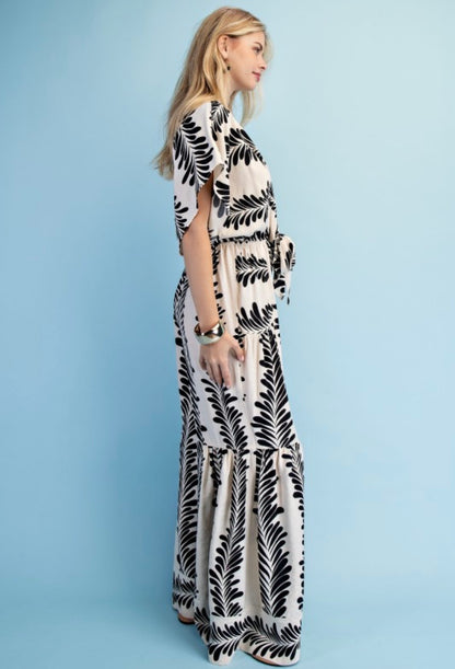 Voluminous Wide Leg Tied Back Jumpsuit