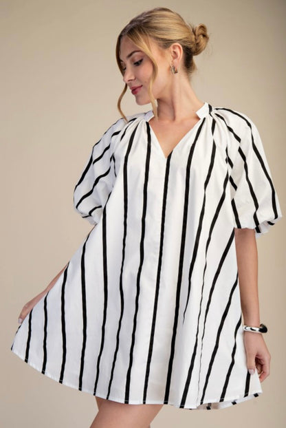 Lori Puff Sleeve Mini Shift Dress