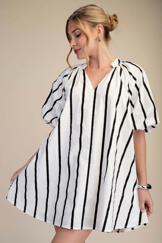 Lori Puff Sleeve Mini Shift Dress