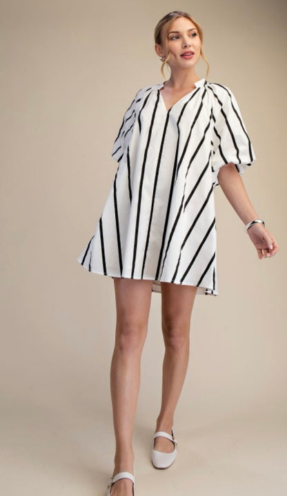 Lori Puff Sleeve Mini Shift Dress
