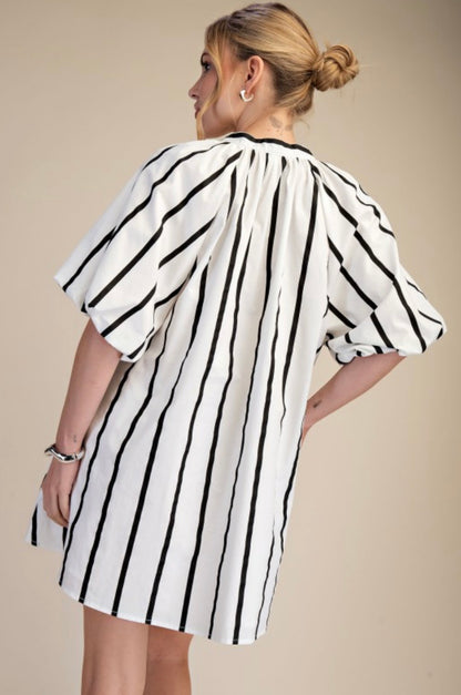 Lori Puff Sleeve Mini Shift Dress