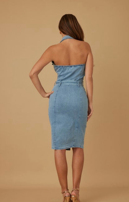 Kenya Denim Halter Dress