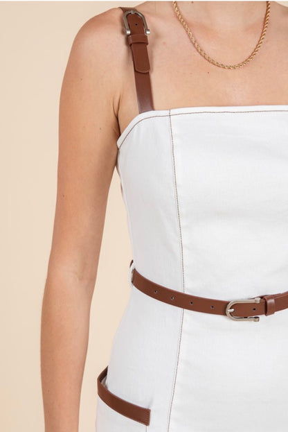 Cassie  Vegan Leather Trim Mini Dress