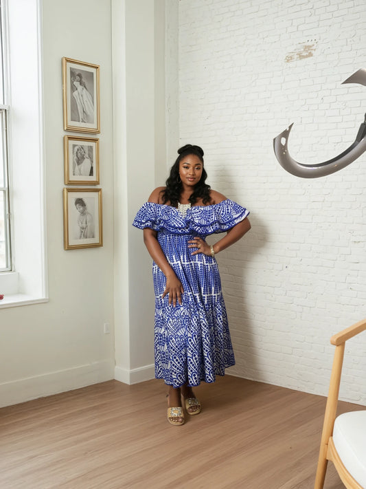 Eyelet Maxi Ruffle Dress
