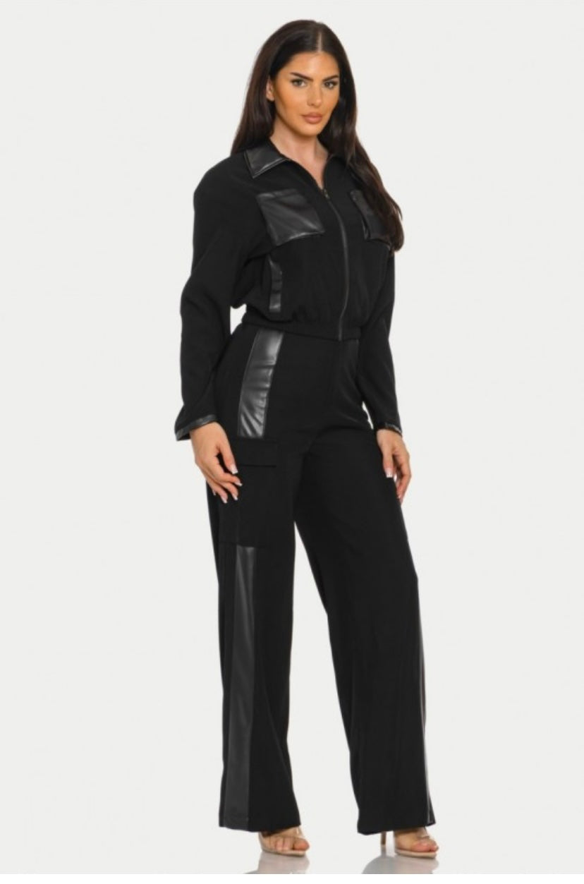 Coritta Two Piece Leather Trim set