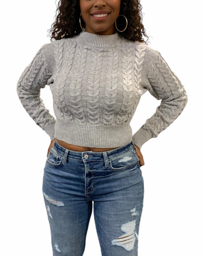 Chunky Cable Knit Crop Sweater