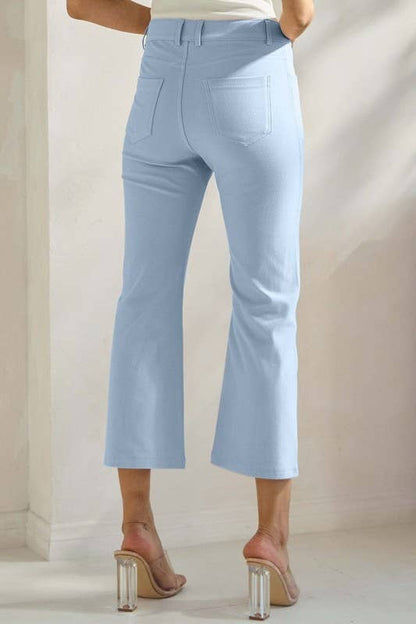 Classic Solid Straight Leg Crop Pants