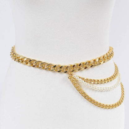 Layered Chain and Pearl Belt