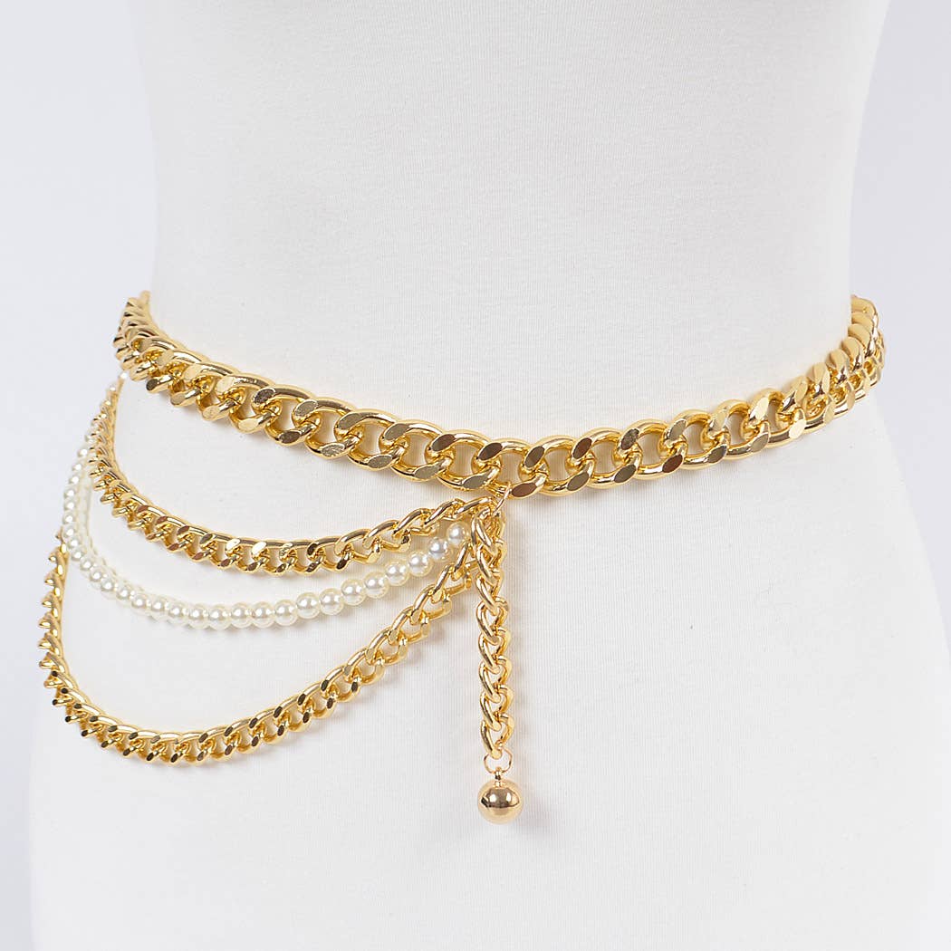 Layered Chain and Pearl Belt