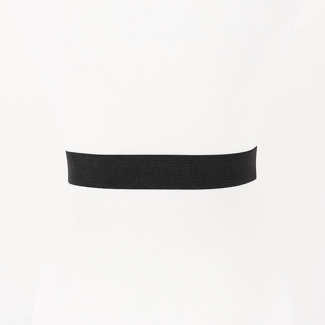 Vegan Leather Metal Buckle Elastic Belt