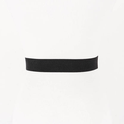 Vegan Leather Metal Buckle Elastic Belt