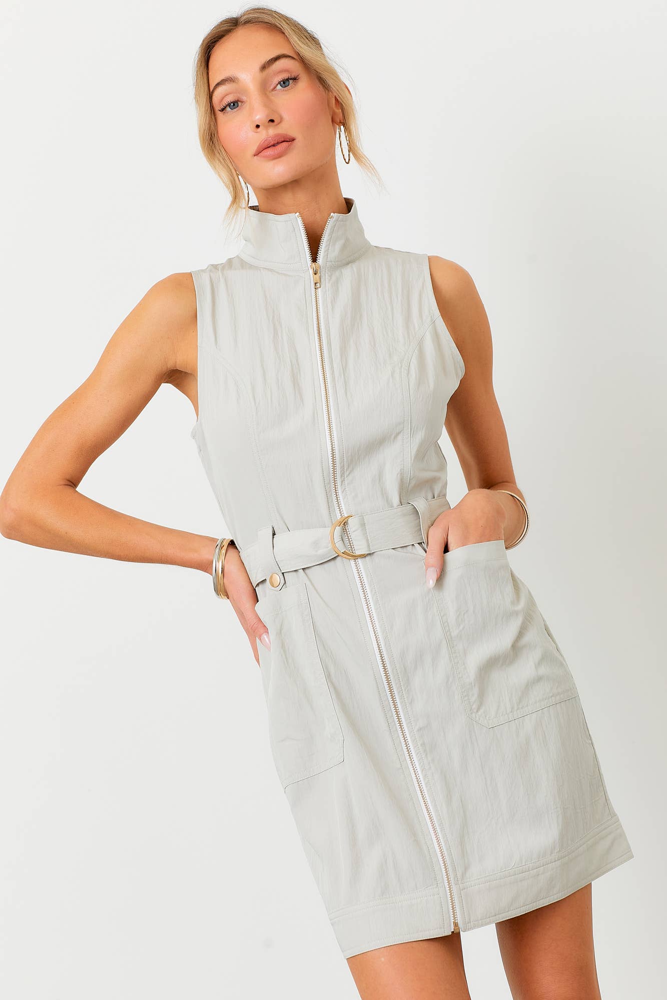 Sleeveless Utility Belted Mini Dress