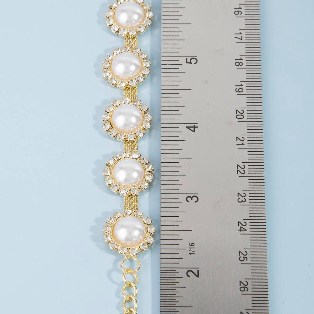Pearl And Rhinestone Disc Chain Belt