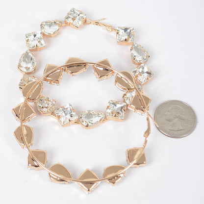Princess Clear Rhinestone Hoop Earrings