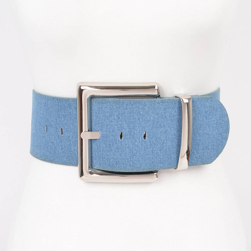 Oversized Metal Buckle Denim Waist Belt