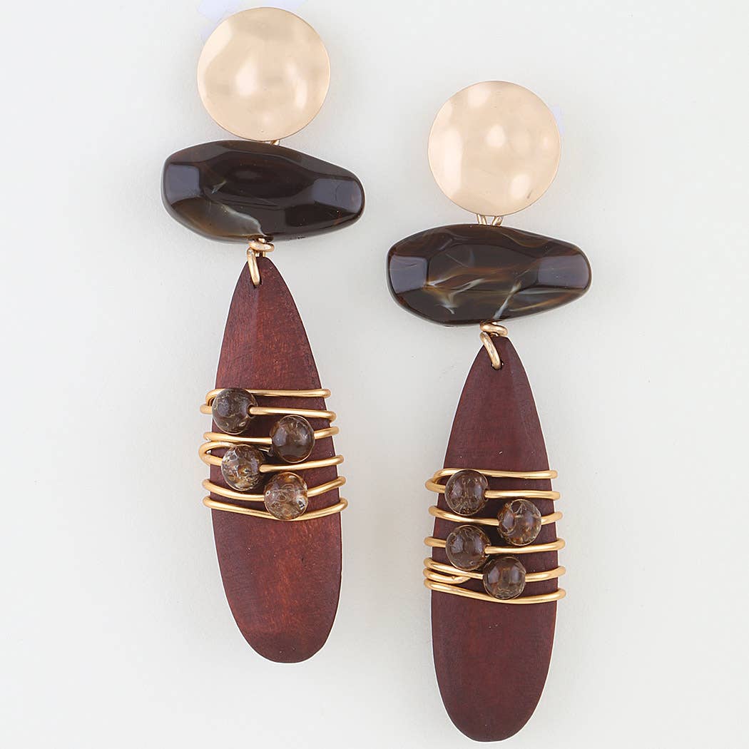 Modern Geometric Beaded Drop Earrings