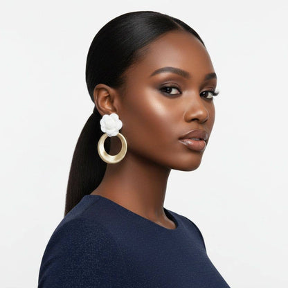 White Rose Earrings