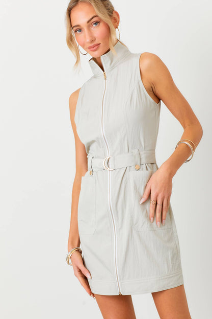 Sleeveless Utility Belted Mini Dress