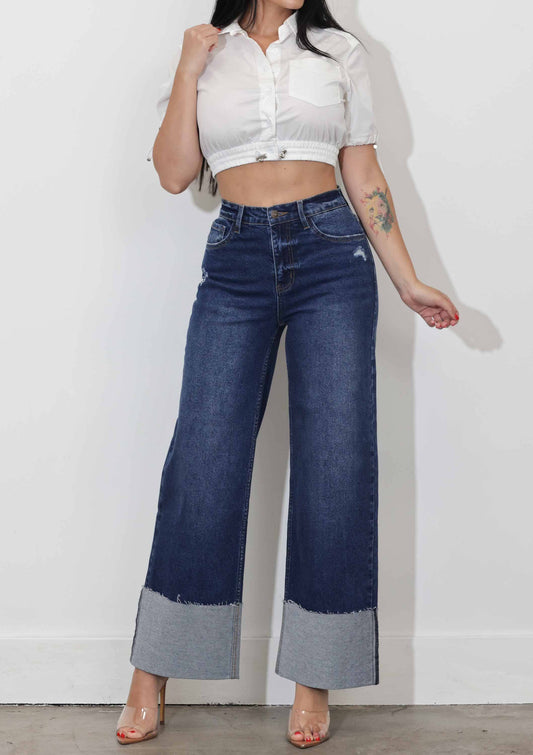 WIDE LEG - Rigid with Comfort Stretch