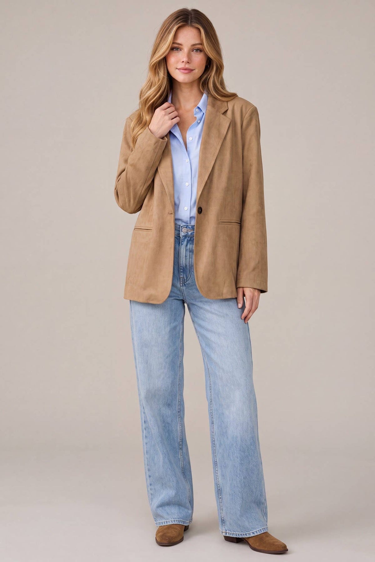 SUEDE OVERSIZED BLAZER by Raymono
