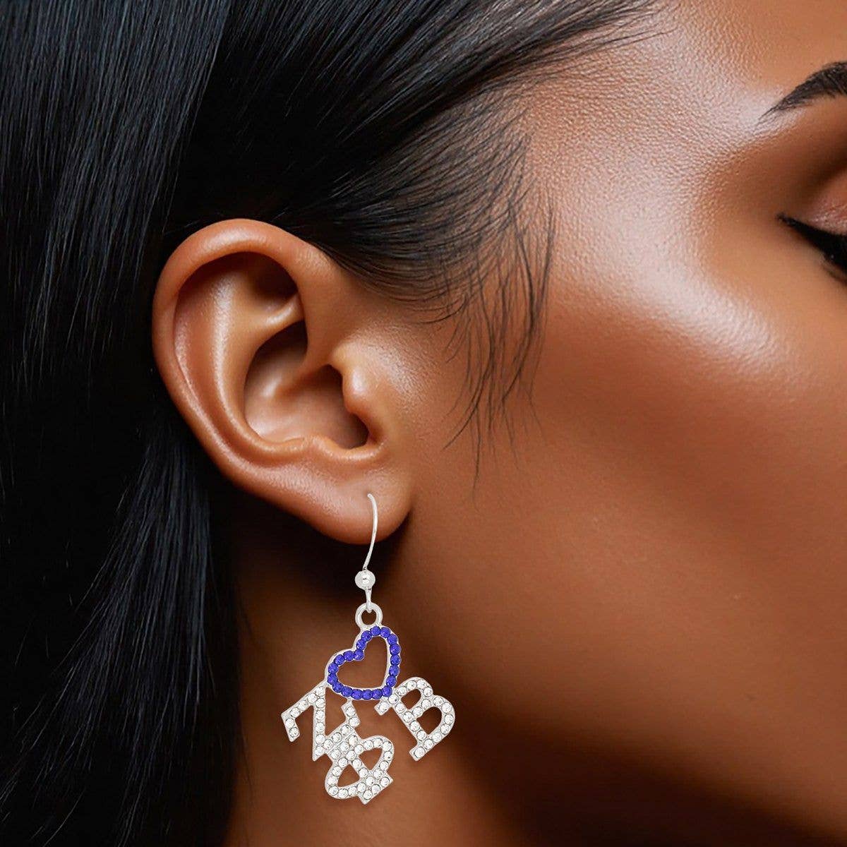 ZPB Greek Heartfelt Pride Bling Fish Hook Earrings